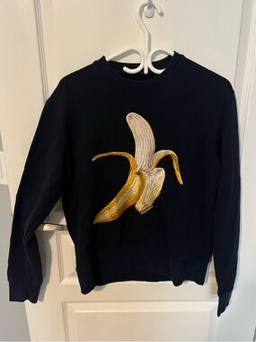 Acne Studios Bird Flower Banana Sweatshirt Paw14 Dark Navy Crewneck ✨